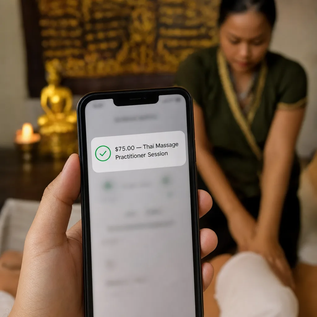 Your first paid session: payment received on the reader's phone